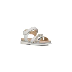 Sandali bianchi da Bambina con dettaglio strass e chiusura con strappo Dieci Baci
