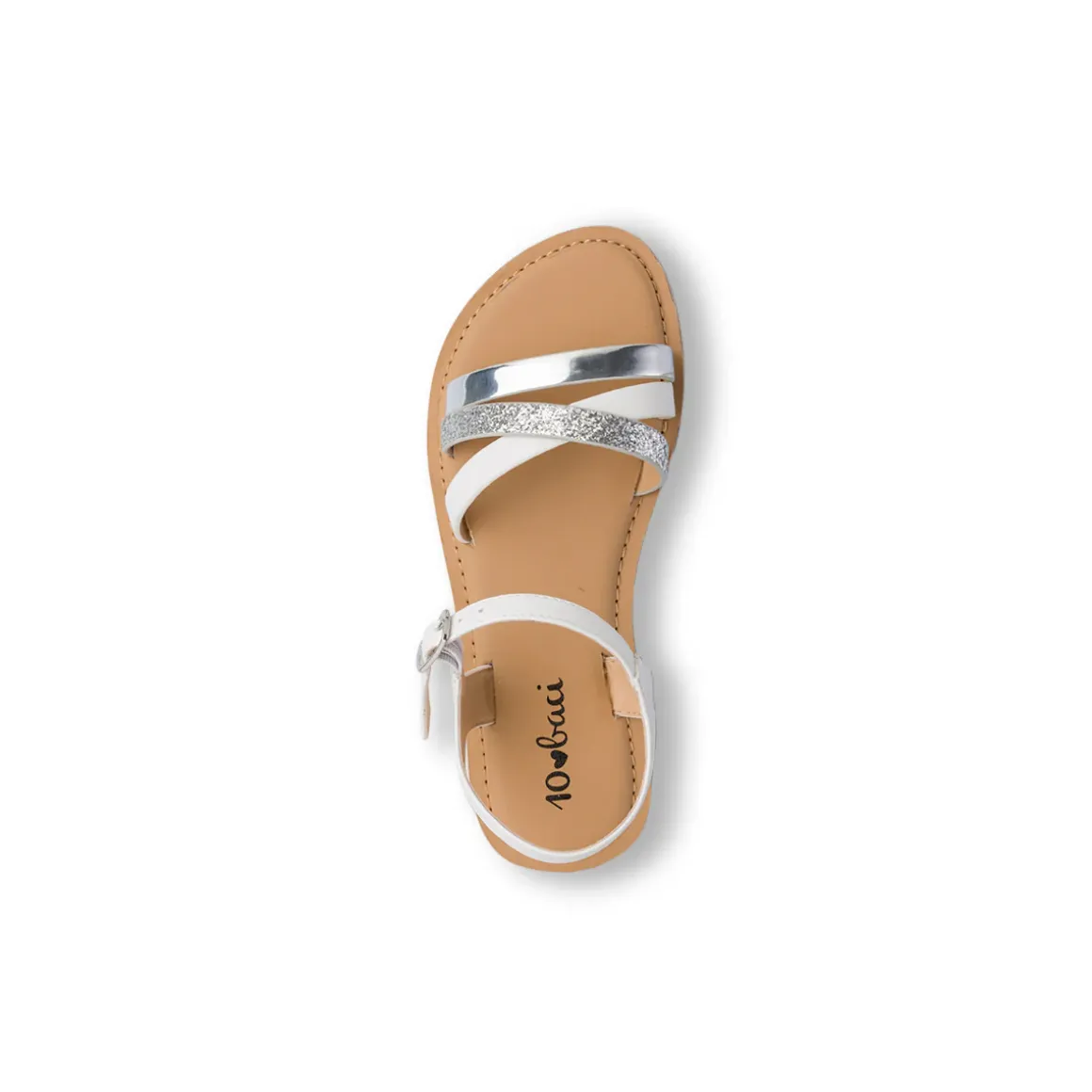 Sandali Bianchi da Bambina con dettaglio Glitter Dieci Baci