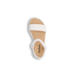 Sandali bianchi da bambina con fascia intrecciata e strappo Dieci Baci