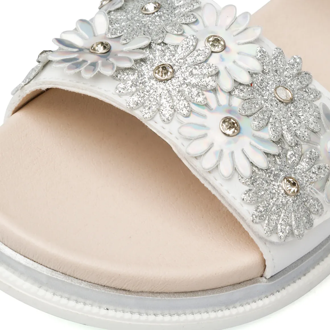 Sandali bianchi da Bambina con fiori e glitter Dieci Baci