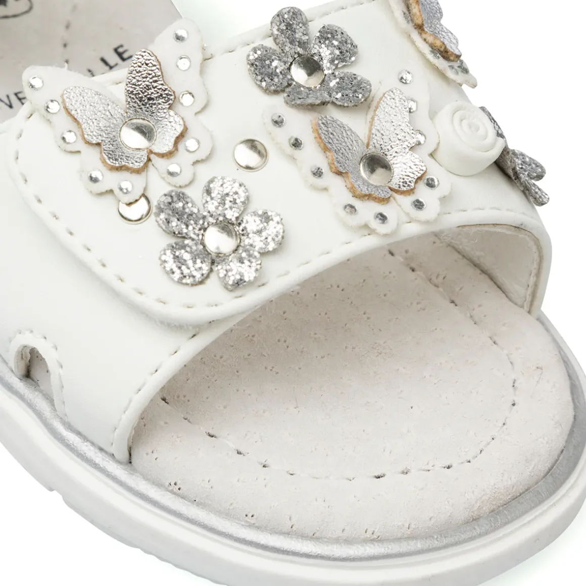 Sandali bianchi da Bambina con fiori e farfalle Le scarpe di Alice