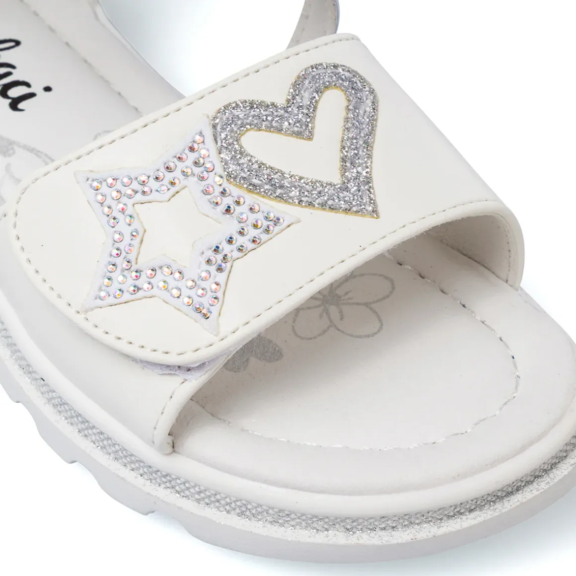 Sandali bianchi da Bambina Dieci Baci con stelle e cuori