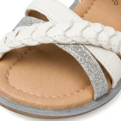 Sandali bianchi da Bambina e Ragazza con dettagli Glitter e fascia incrociata Dieci Baci