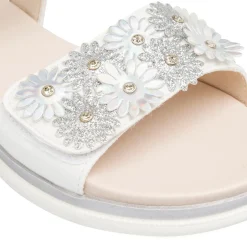 Sandali bianchi da Bambina e Ragazza con fiori e glitter Dieci Baci