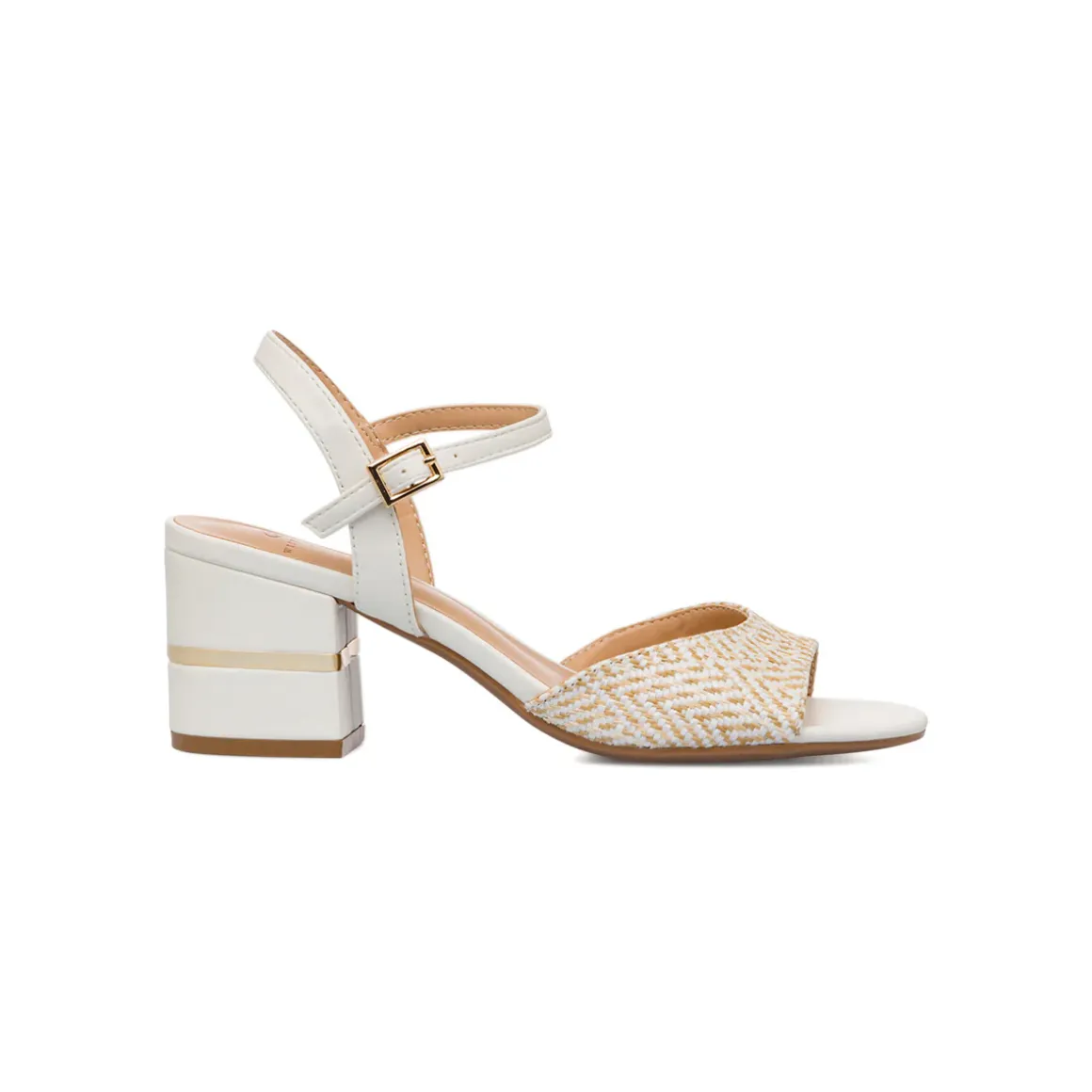 Sandali bianchi da Donna con tacco 6 cm effetto rafia Swish Jeans