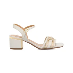Sandali bianchi da Donna con tacco 5 cm e dettaglio effetto rafia Lora Ferres