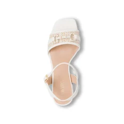 Sandali bianchi da Donna con tacco 5 cm e dettaglio effetto rafia Lora Ferres