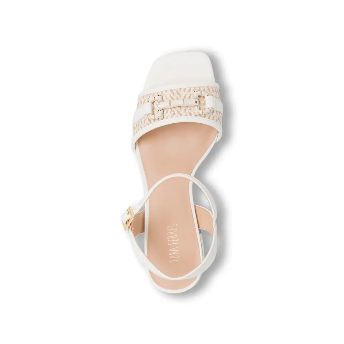 Sandali bianchi da Donna con tacco 5 cm e dettaglio effetto rafia Lora Ferres