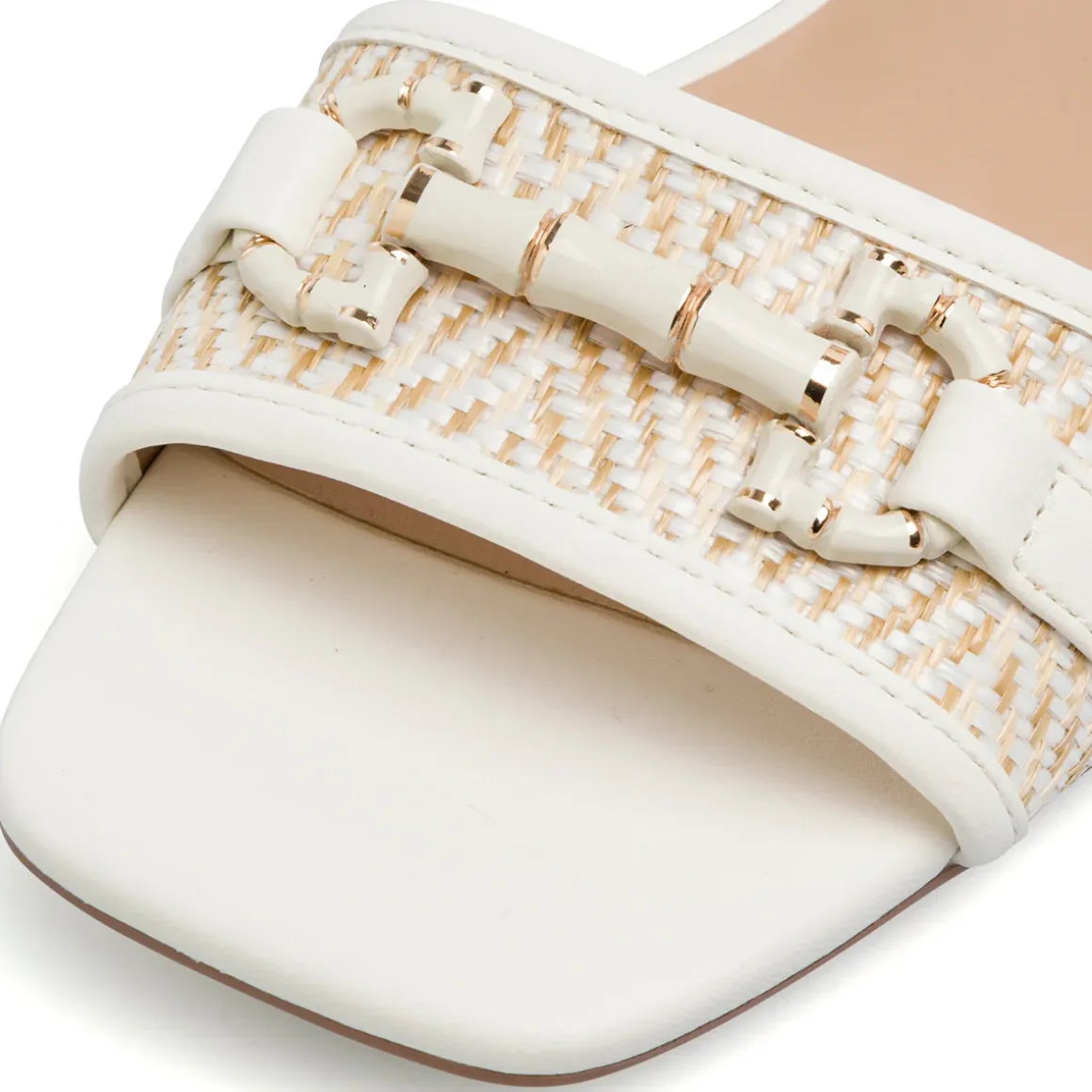 Sandali bianchi da Donna con tacco 5 cm e dettaglio effetto rafia Lora Ferres