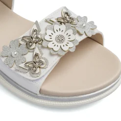 Sandali bianchi da Ragazza con fiori e farfalle glitter Dieci Baci