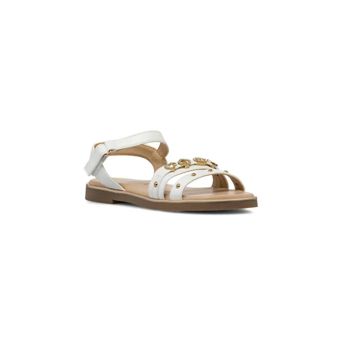 Sandali bianchi da Ragazza con charms strass e borchie Dieci Baci