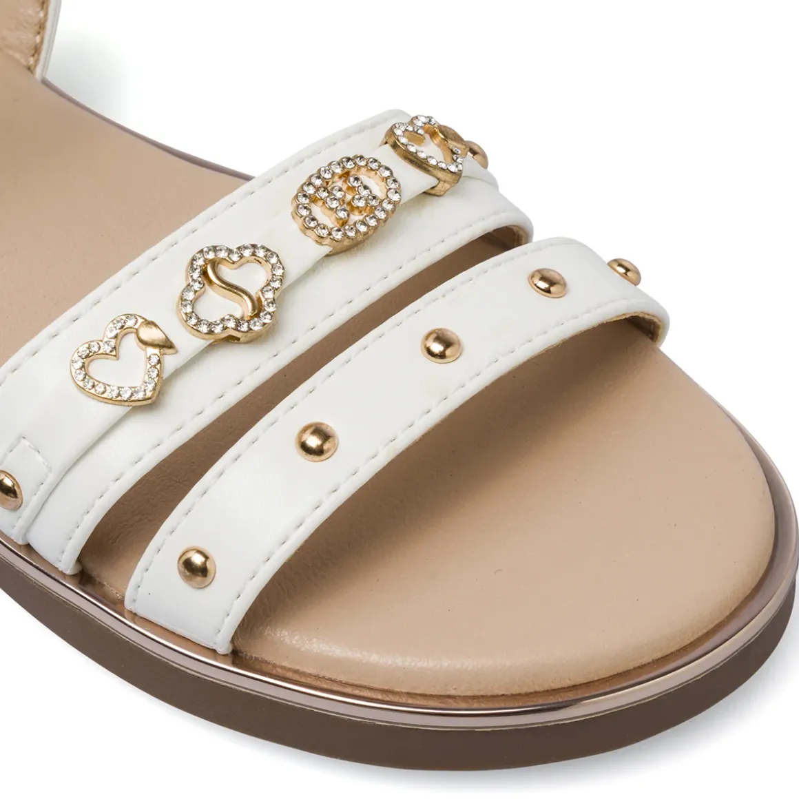 Sandali bianchi da Ragazza con charms strass e borchie Dieci Baci