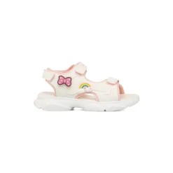 Sandali Bianchi da Ragazza con inserti rosa e patch rosa e arcobaleno Lumberjack