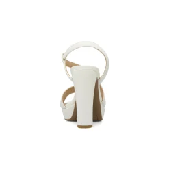 Sandali bianchi Donna con tacco a colonna 12 cm Lora Ferres