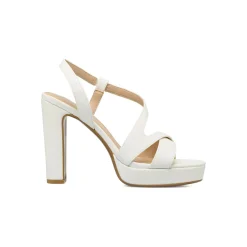 Sandali bianchi Donna con tacco a colonna 12 cm Lora Ferres
