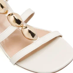 Sandali bianco off-white da Donna con tacco e inserti oro Lora Ferres
