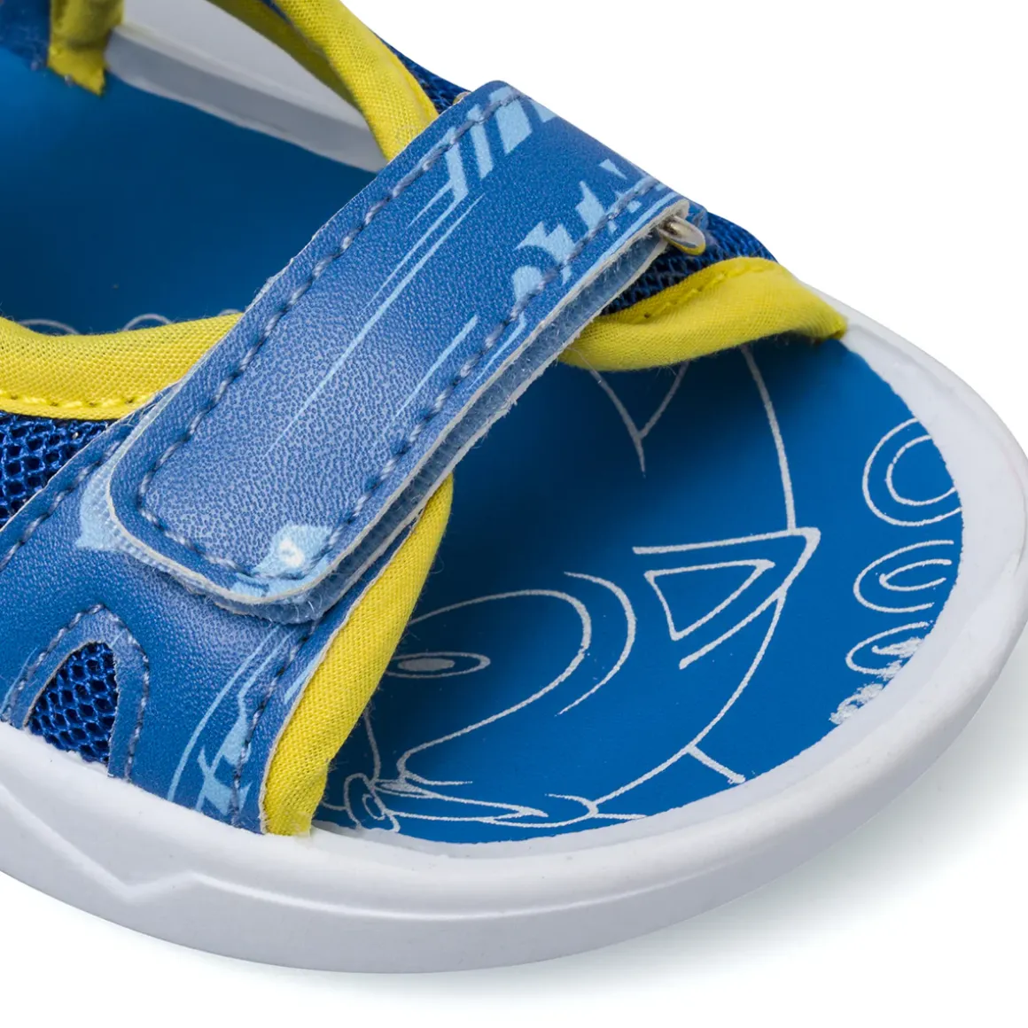 Sandali Blu Bambino con doppi strappi e grafiche colorate Sonic