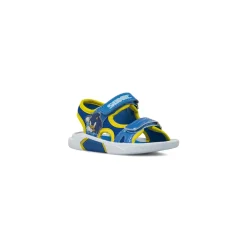 Sandali Blu Bambino con doppi strappi e grafiche colorate Sonic