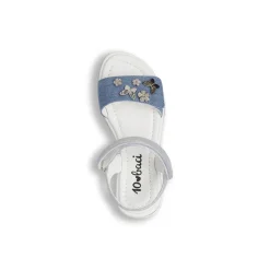 Sandali Blu da Bambina effetto denim con decorazioni Dieci Baci