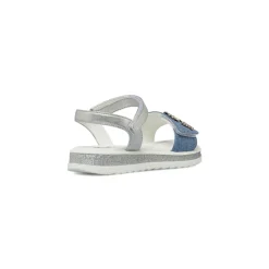 Sandali Blu da Bambina effetto denim con decorazioni Dieci Baci