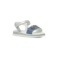 Sandali Blu da Bambina effetto denim con decorazioni Dieci Baci