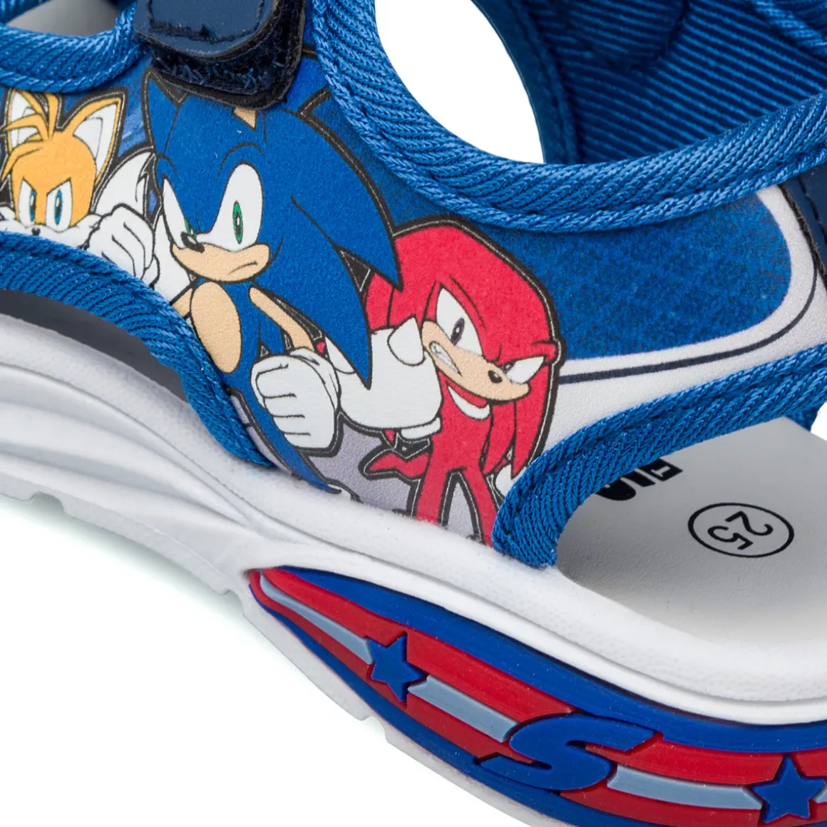 Sandali blu da Bambino con chiusura a strappo e stampa Sonic