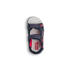 Sandali blu da Bambino con chiusura a strappi e dettagli rossi Space Boy