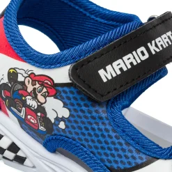 Sandali blu da Bambino con chiusura a strappo e stampa Mario Kart