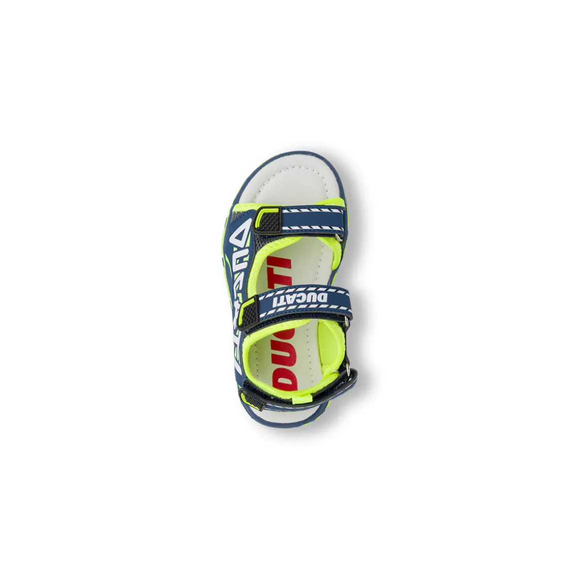 Sandali blu da Bambino con dettagli fluo e chiusura con strappo Ducati