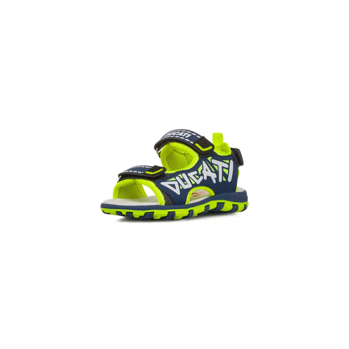 Sandali blu da Bambino con dettagli fluo e chiusura con strappo Ducati