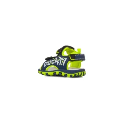 Sandali blu da Bambino con dettagli fluo e chiusura con strappo Ducati