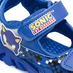 Sandali blu da Bambino con doppia chiusura a strappo e luci Sonic