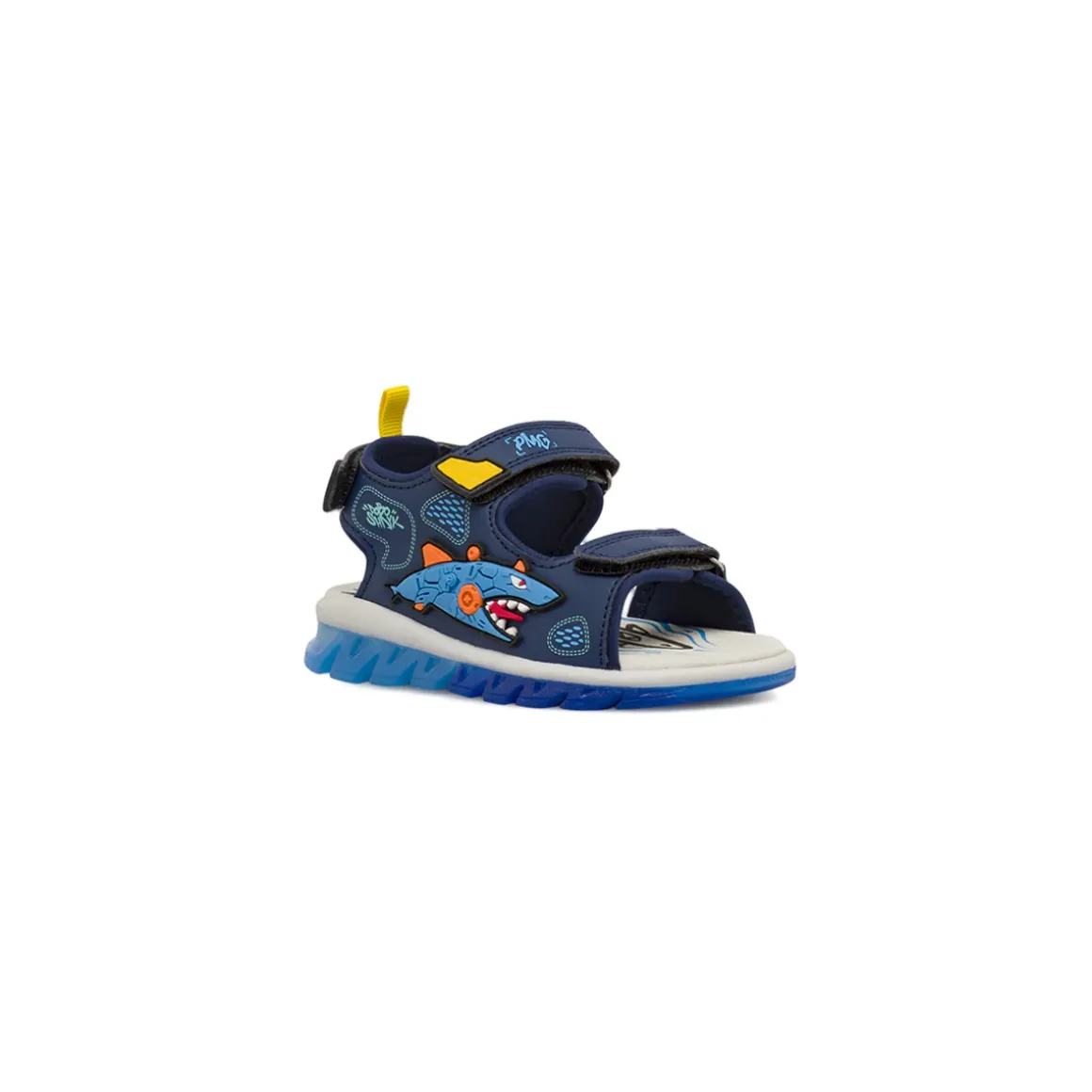 Sandali blu da Bambino con luci nella suola e grafica squalo Primigi