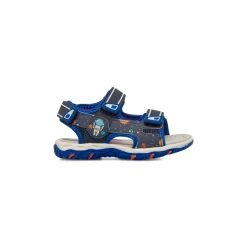 Sandali blu da Bambino con stampe colorate e strappo in velcro Space Boy
