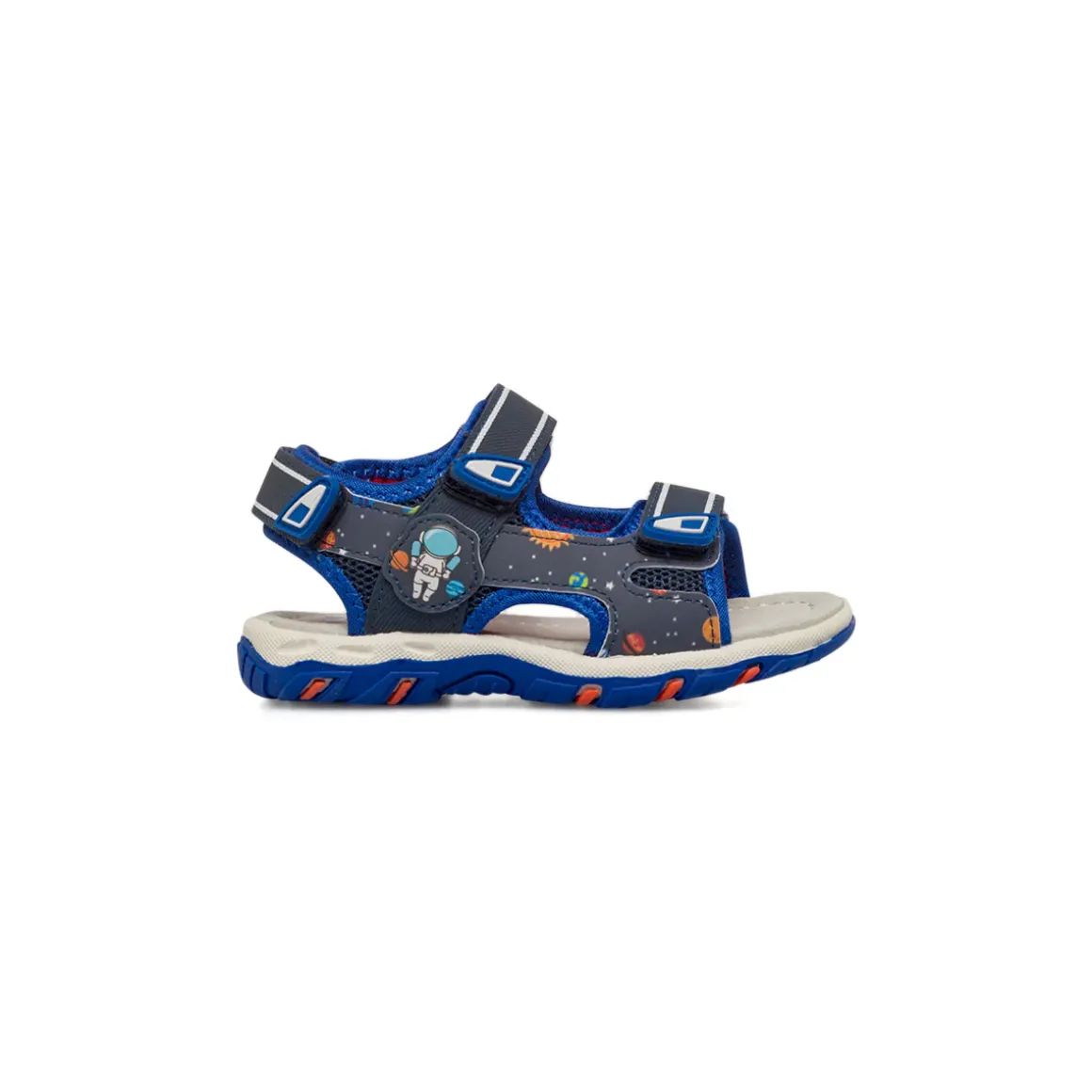 Sandali blu da Bambino con stampe colorate e strappo in velcro Space Boy
