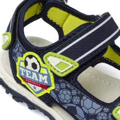 Sandali blu da Bambino con stampe giallo fluo e strappo Space Boy