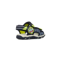 Sandali blu da Bambino con stampe giallo fluo e strappo Space Boy