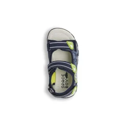 Sandali blu da Bambino con stampe giallo fluo e strappo Space Boy