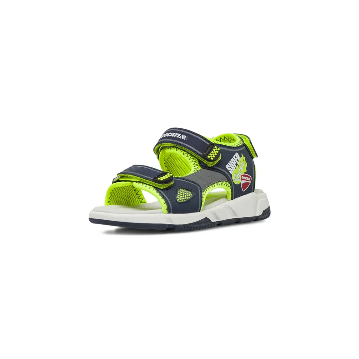 Sandali blu da Ragazzo con dettagli giallo neon e strappo Ducati