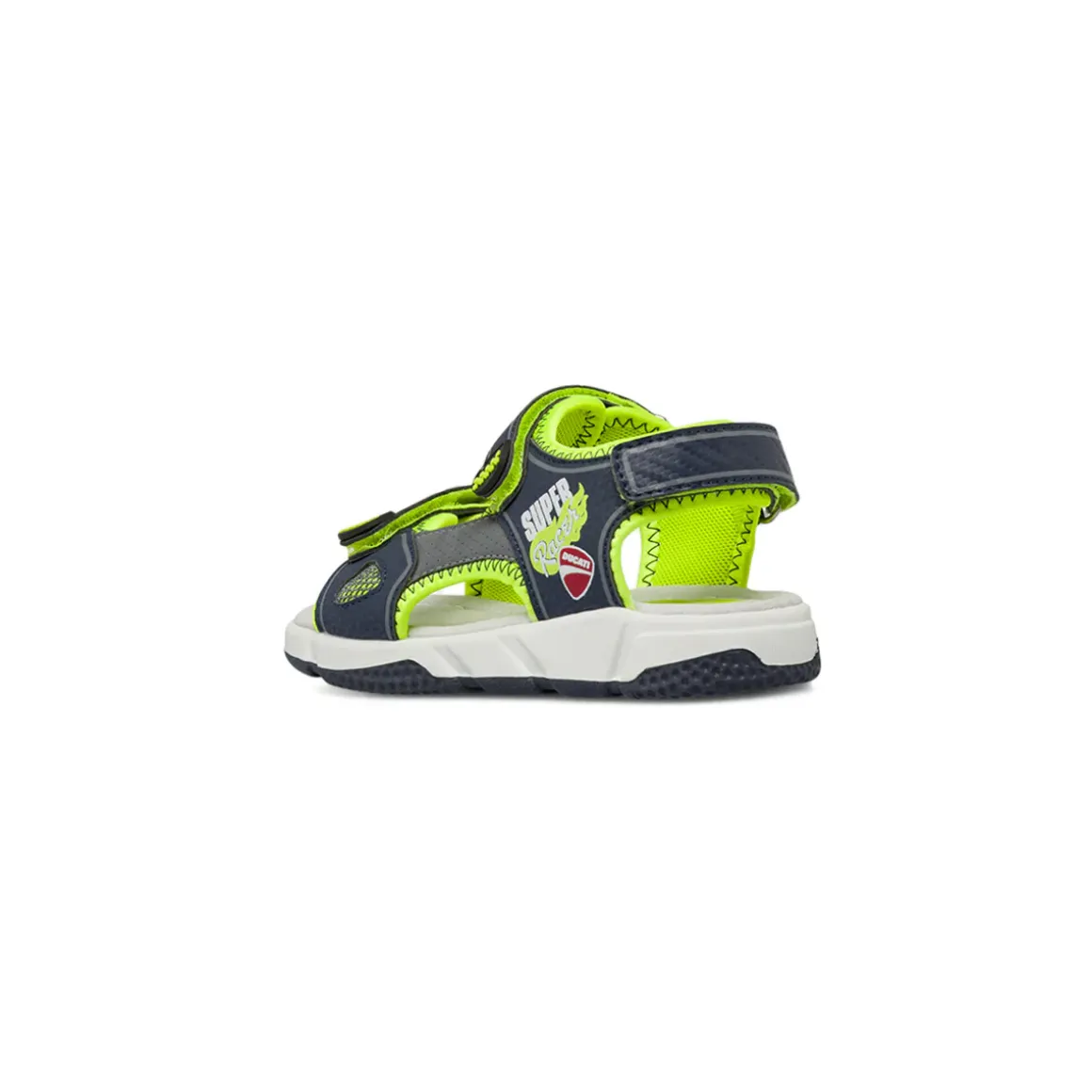 Sandali blu da Ragazzo con dettagli giallo neon e strappo Ducati