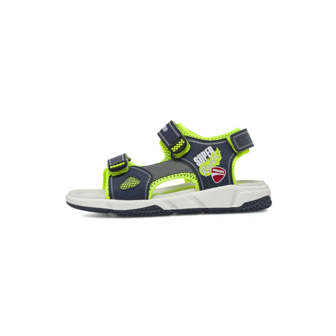 Sandali blu da Ragazzo con dettagli giallo neon e strappo Ducati
