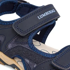 Sandali Blu da Ragazzo con sottopiede in Pelle e logo Lumberjack