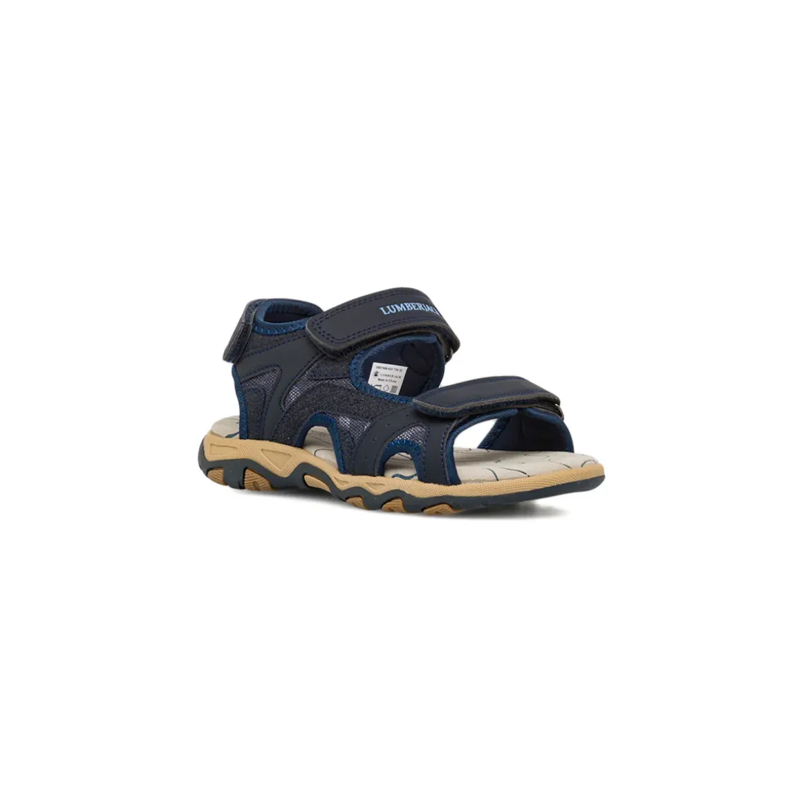 Sandali Blu da Ragazzo con sottopiede in Pelle e logo Lumberjack