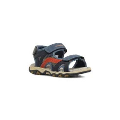Sandali blu da Ragazzo con velcro e sottopiede in pelle Lumberjack