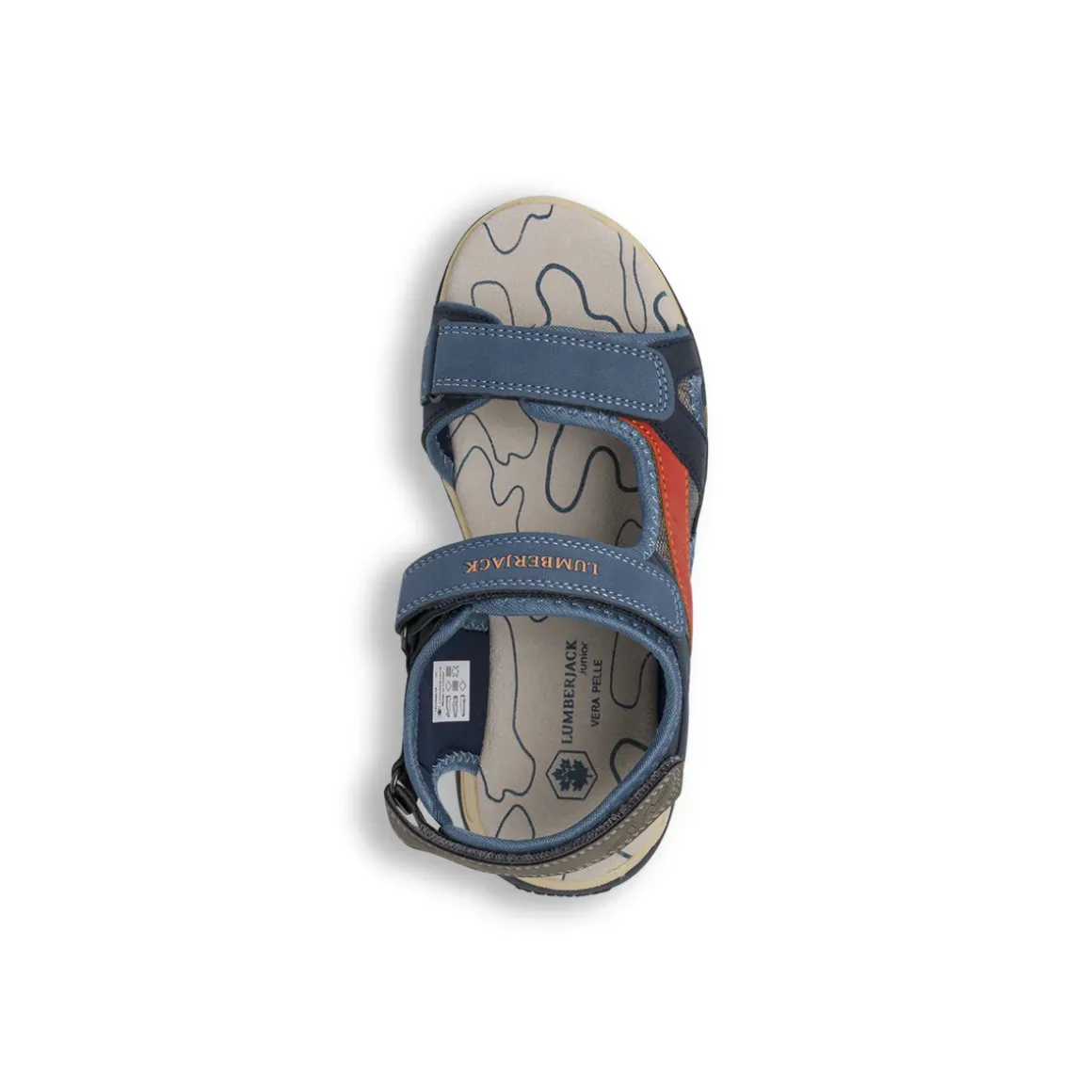 Sandali blu da Ragazzo con velcro e sottopiede in pelle Lumberjack