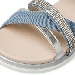 Sandali blu effetto jeans da Bambina e Ragazza con Strass Dieci Baci