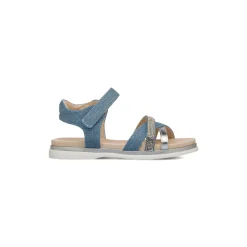 Sandali blu effetto jeans da Bambina e Ragazza con Strass Dieci Baci