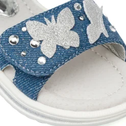 Sandali blu effetto jeans da Bambina con farfalle Le scarpe di Alice