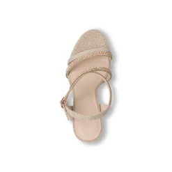 Sandali Champagne Donna con strass e tacco campana 11 cm Lora Ferres