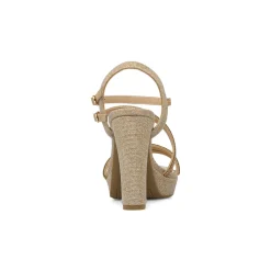 Sandali Champagne Donna con strass e tacco campana 11 cm Lora Ferres